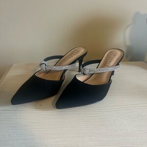 Journee Collection Black Heels with Silver Accents